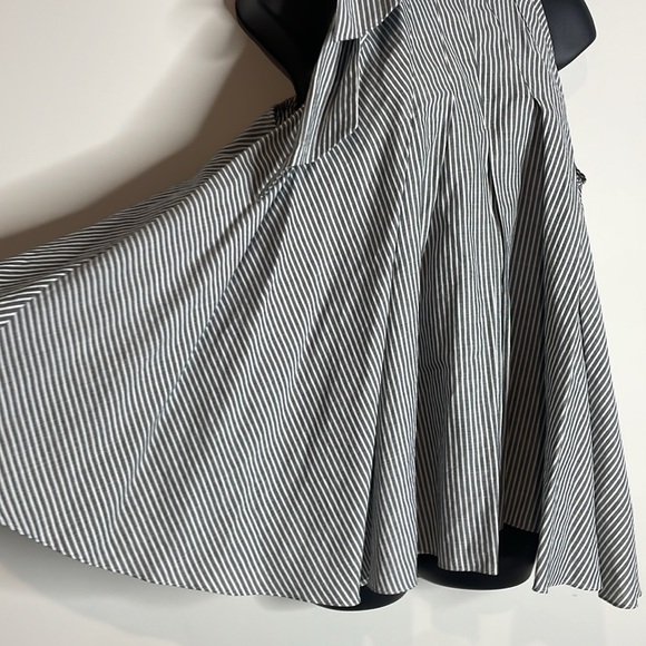 Brunello Cucinelli | Cotton & Silk Striped Tie Neck Sleeve Top Size M - Picture 3 of 8